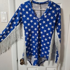 Blue Star Fringe Bodysuit
